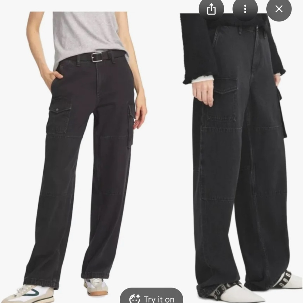 rag & bone Featherweight Nora Cargo Jeans Black Size 24